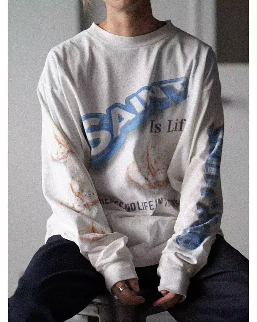 Saint Michael Angel Illustration & Sleeve Script Sweatshirt