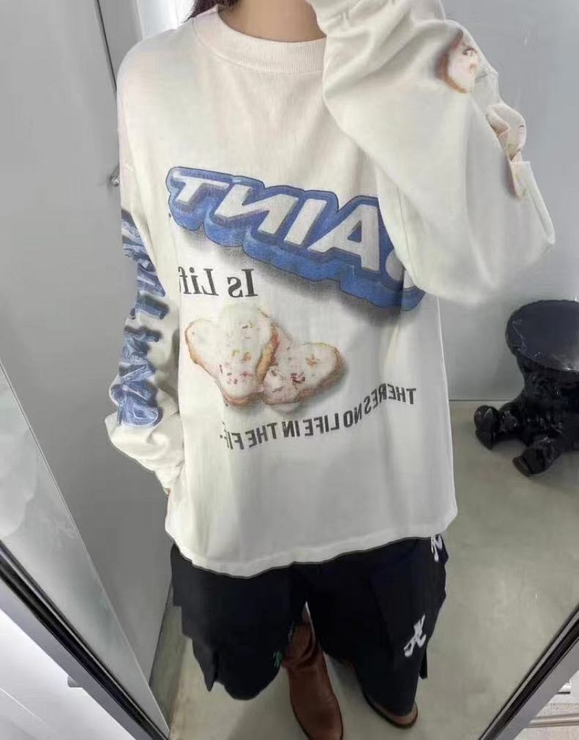 Saint Michael Angel Illustration & Sleeve Script Sweatshirt