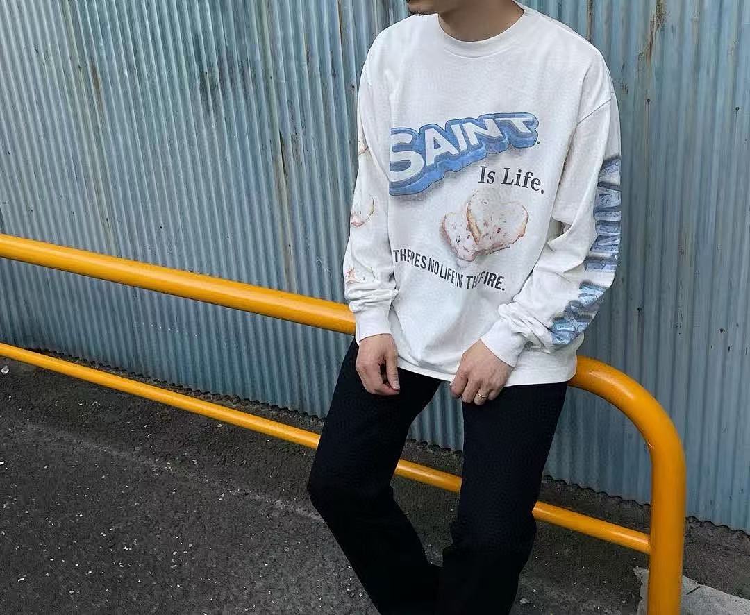 Saint Michael Angel Illustration & Sleeve Script Sweatshirt