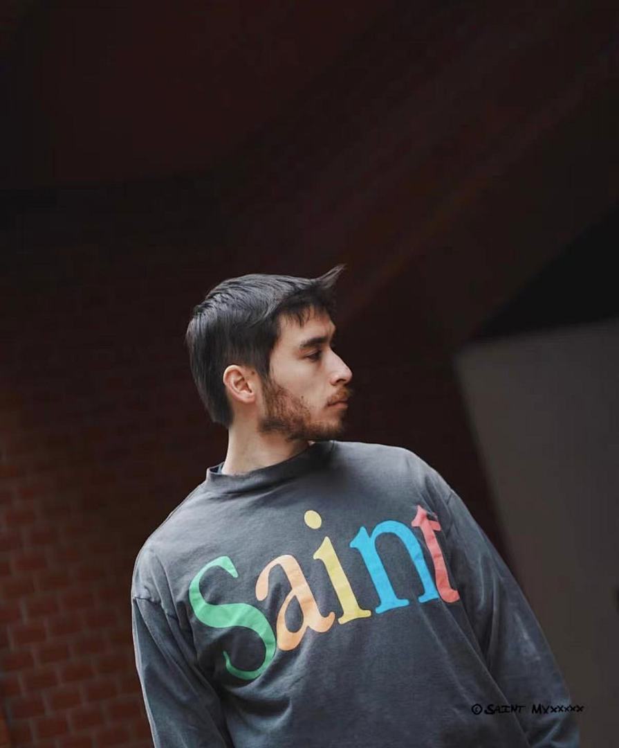 Saint Michael Colorful Arch Logo Distressed Sweatshirt