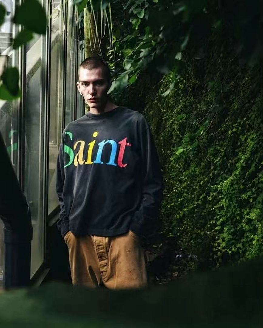Saint Michael Colorful Arch Logo Distressed Sweatshirt