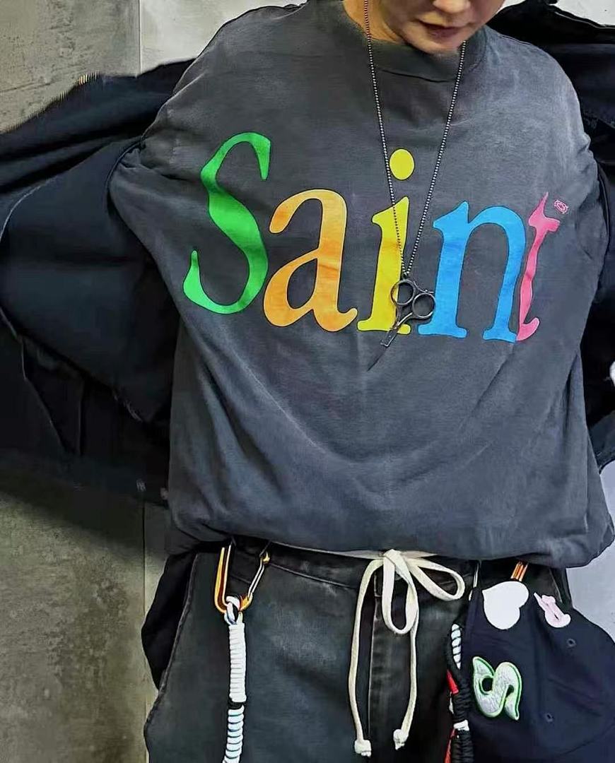Saint Michael Colorful Arch Logo Distressed Sweatshirt