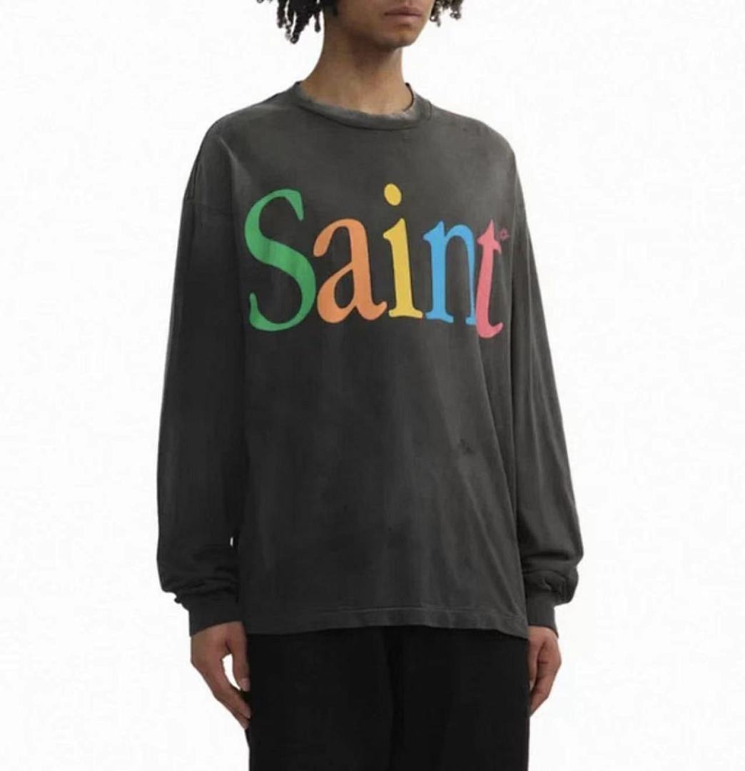 Saint Michael Colorful Arch Logo Distressed Sweatshirt
