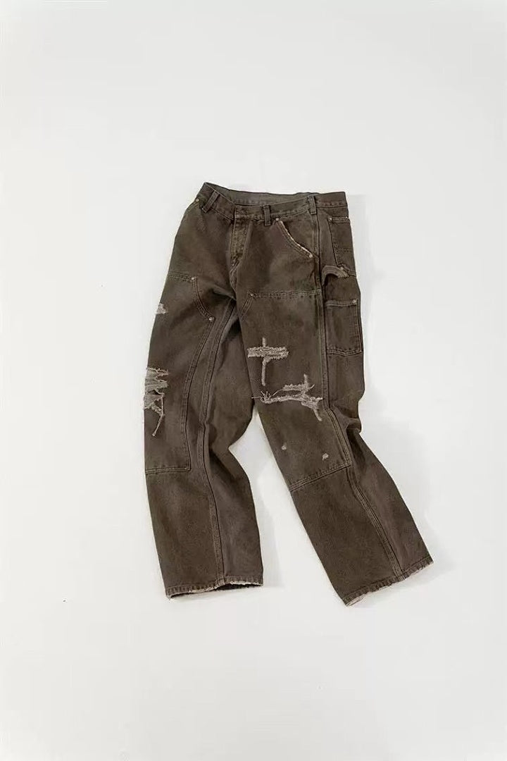 Saint Michael NST018 Distressed Workwear Straight Pants