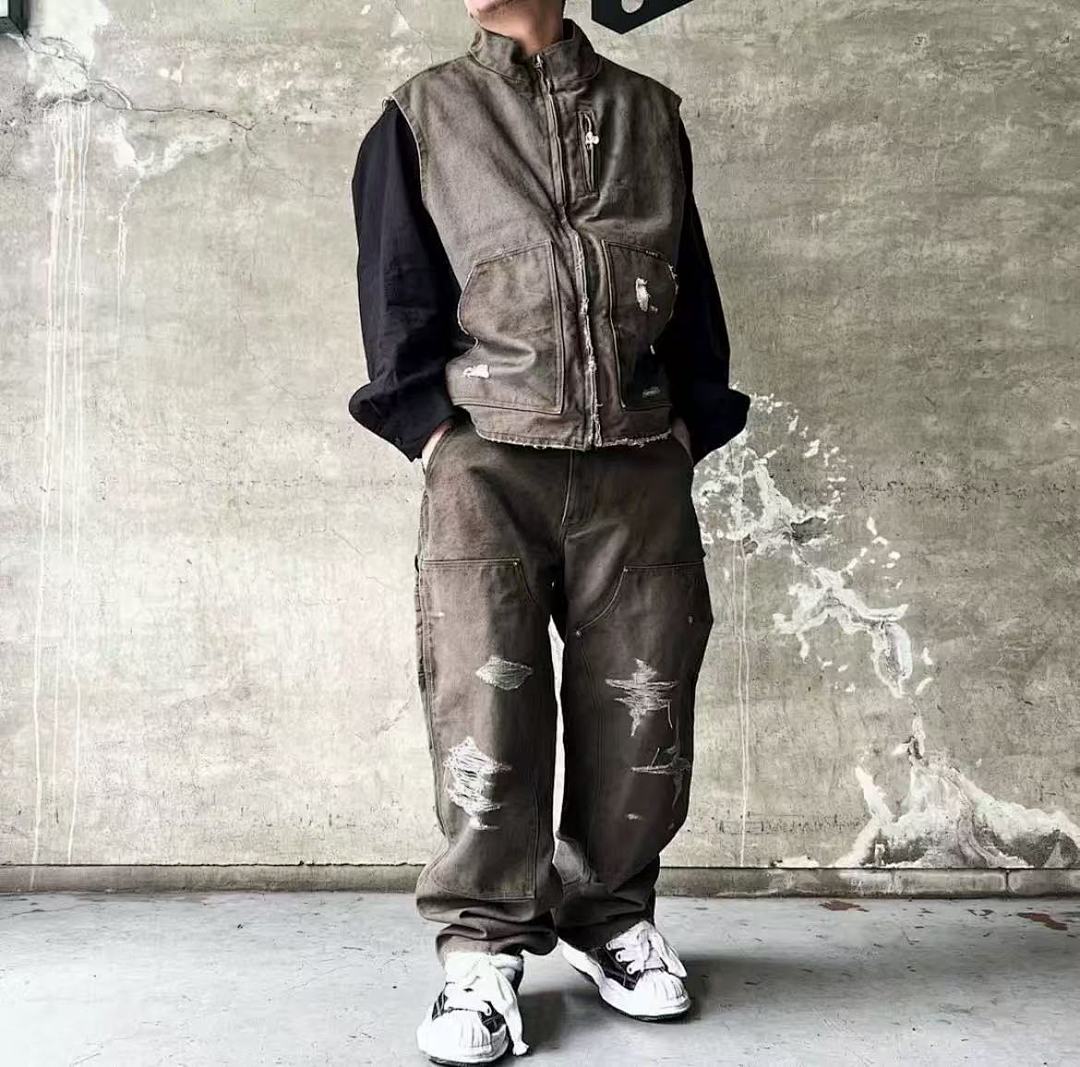Saint Michael NST018 Distressed Workwear Straight Pants