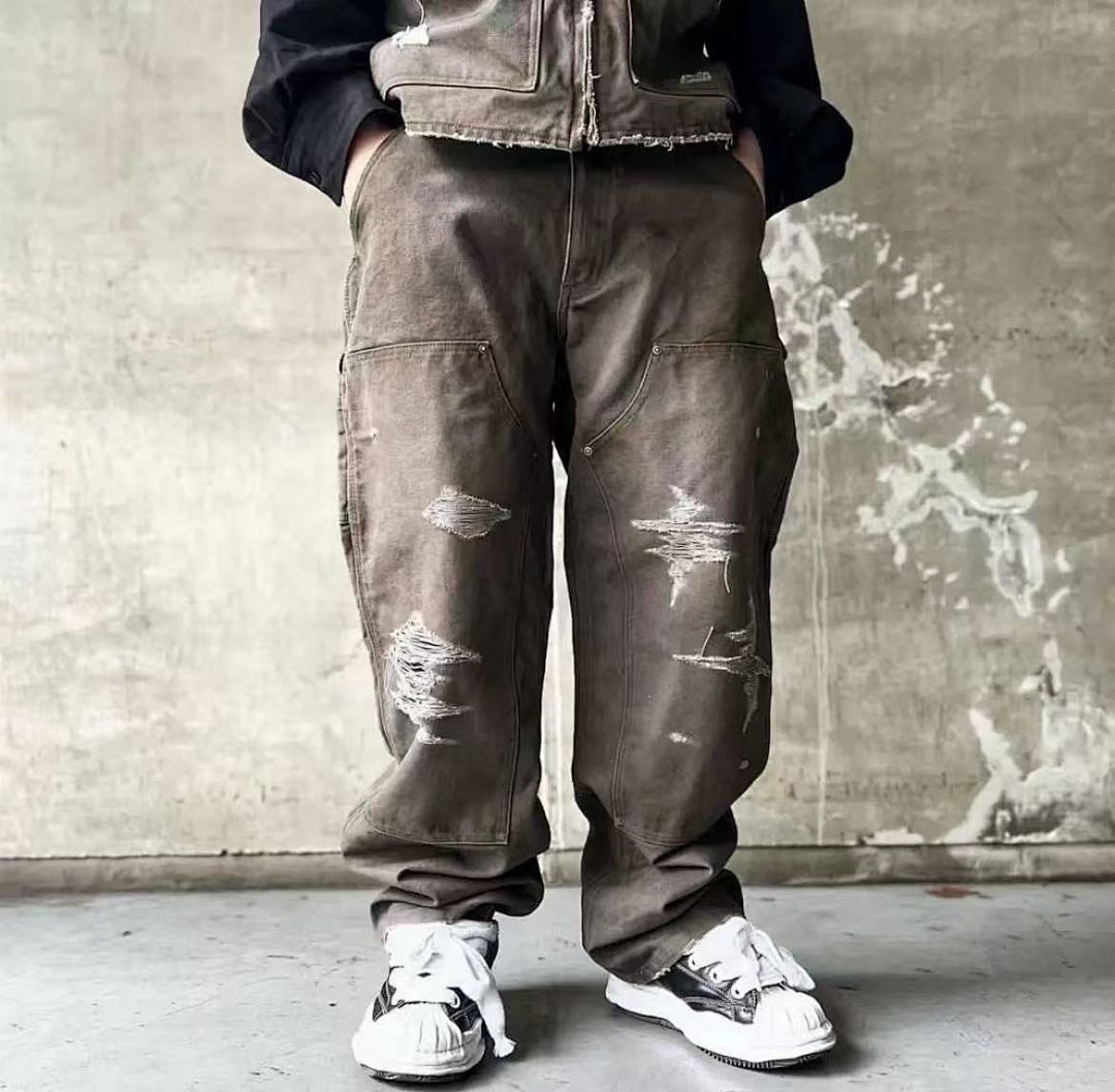 Saint Michael NST018 Distressed Workwear Straight Pants
