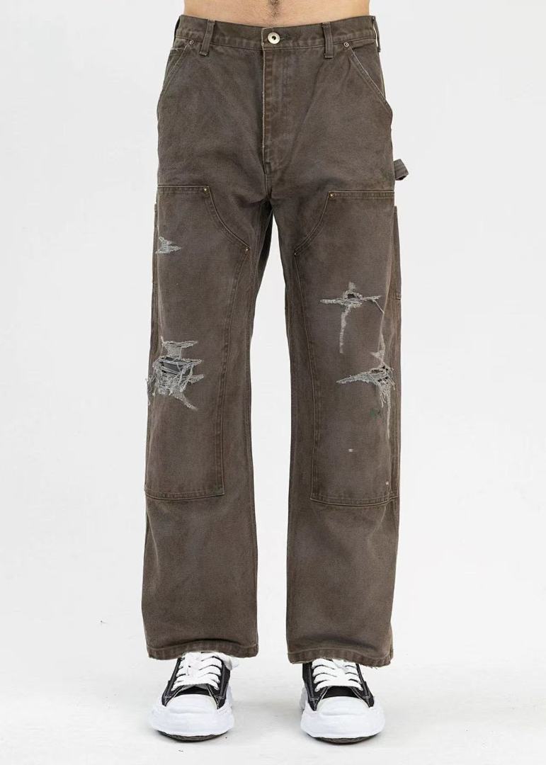 Saint Michael NST018 Distressed Workwear Straight Pants