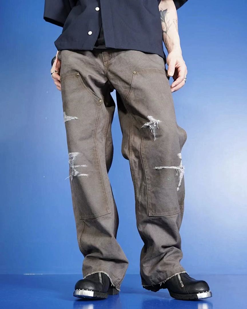 Saint Michael NST018 Distressed Workwear Straight Pants