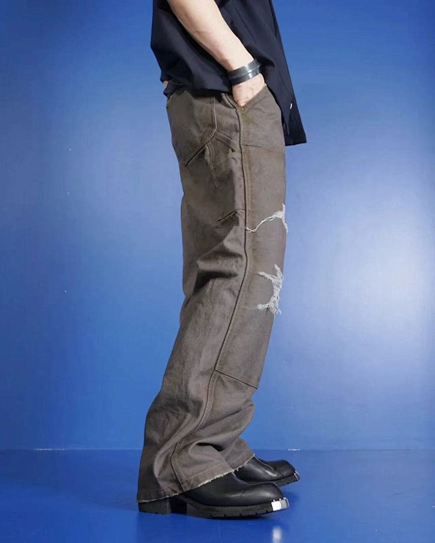Saint Michael NST018 Distressed Workwear Straight Pants