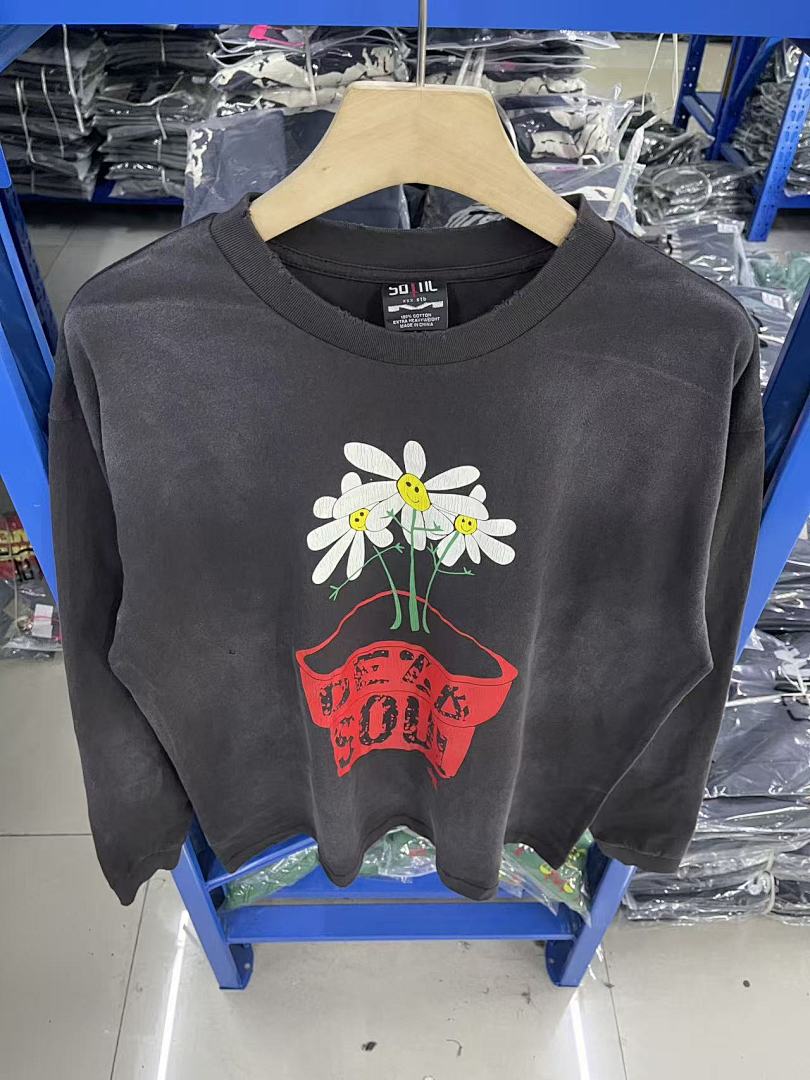 Saint Michael Botanical Flower Pot Print Sweatshirt