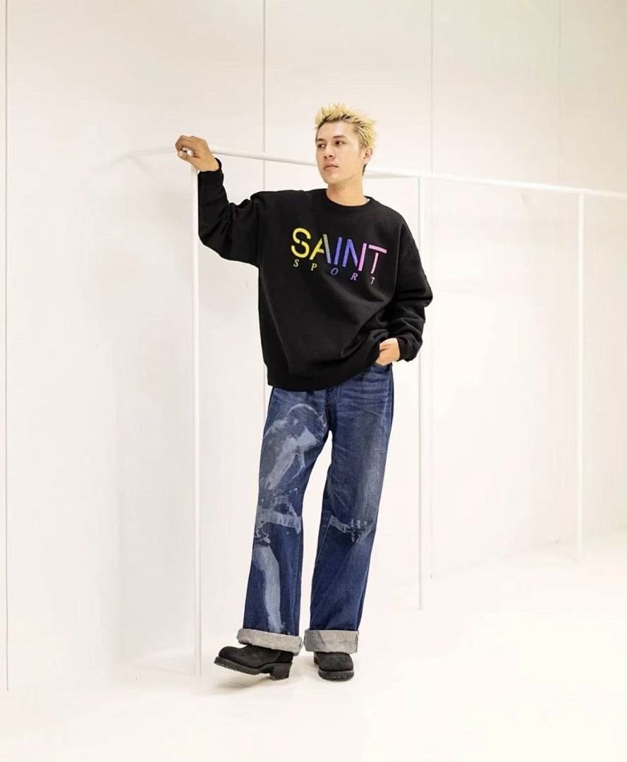 Saint Michael ST1077 Rainbow Letter Logo Sweatshirt