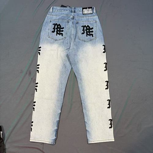 MIXED EMOTION Repeated Letter Side Graphic Jeans