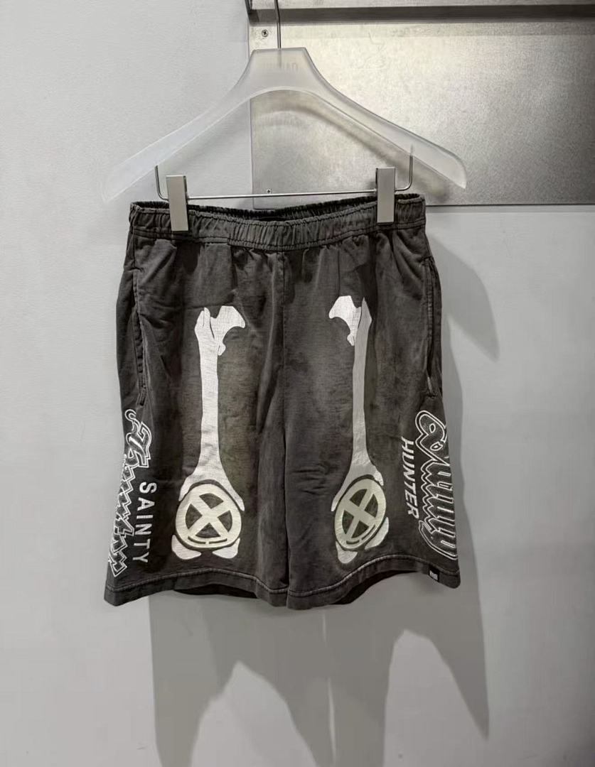 Saint Michael Skeleton Bone Print Anarchy Graphic Sweat Shorts