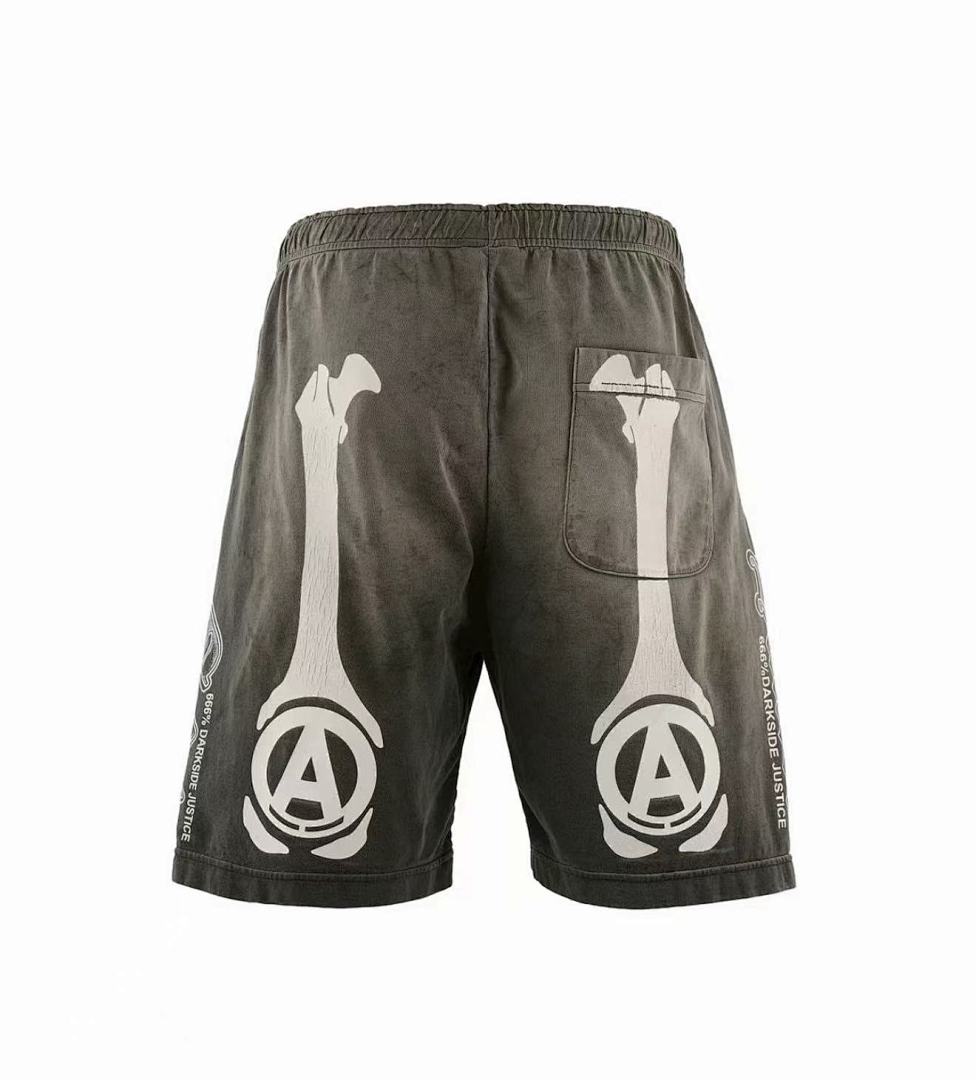 Saint Michael Skeleton Bone Print Anarchy Graphic Sweat Shorts