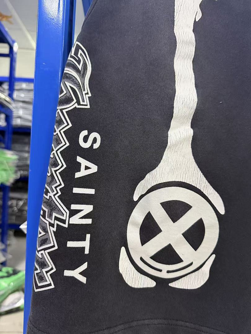 Saint Michael Skeleton Bone Print Anarchy Graphic Sweat Shorts