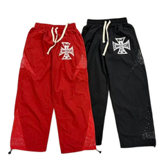 MIXED EMOTION Cross Logo Nylon-Style Casual Shorts