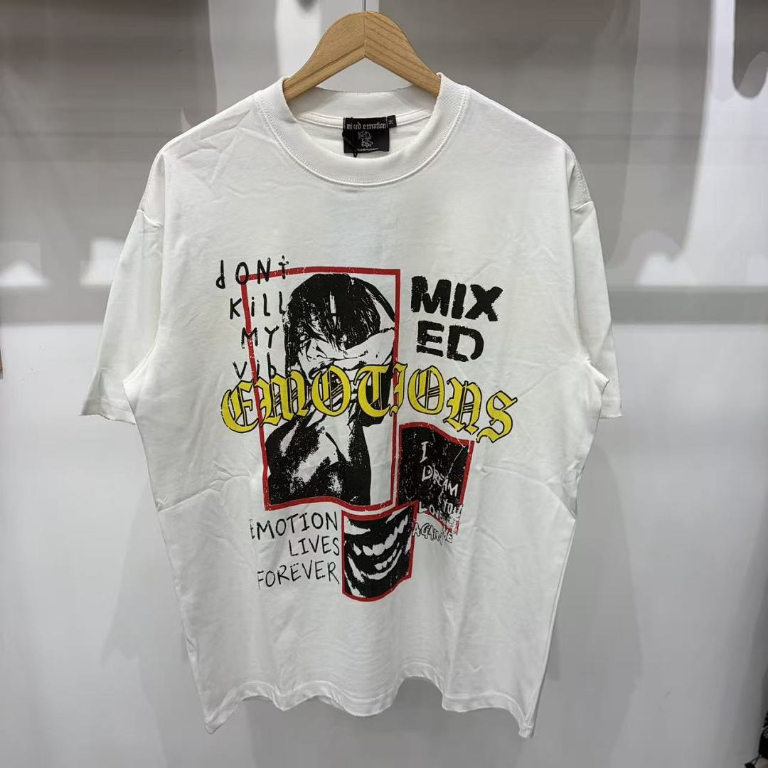 Mixed Emotion Embroidered Graphic T-Shirt