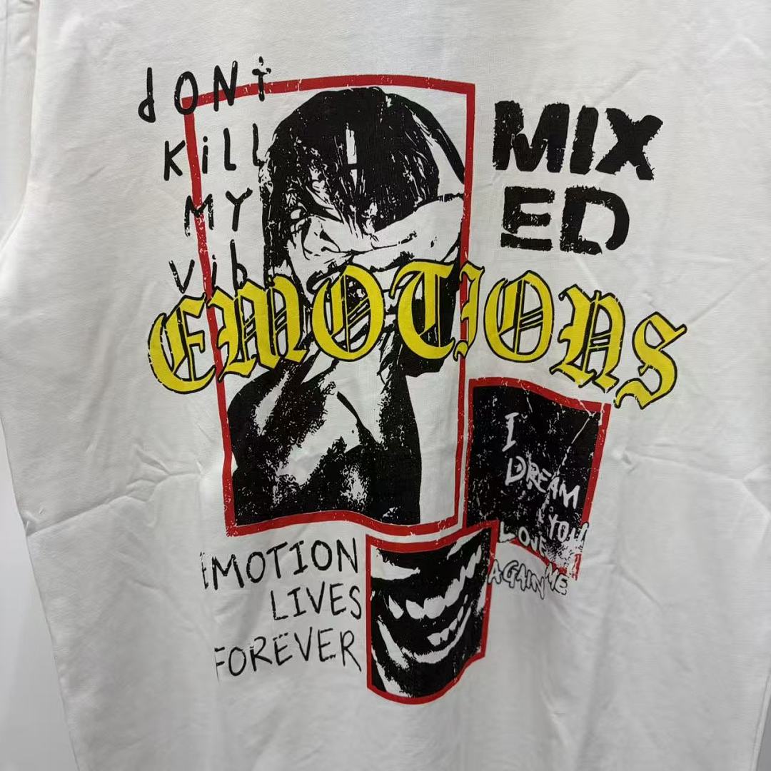 Mixed Emotion Embroidered Graphic T-Shirt