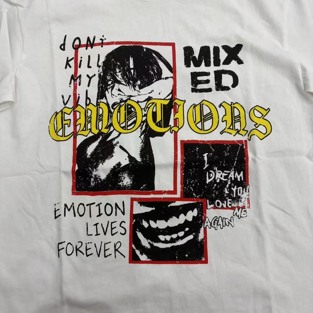 Mixed Emotion Embroidered Graphic T-Shirt