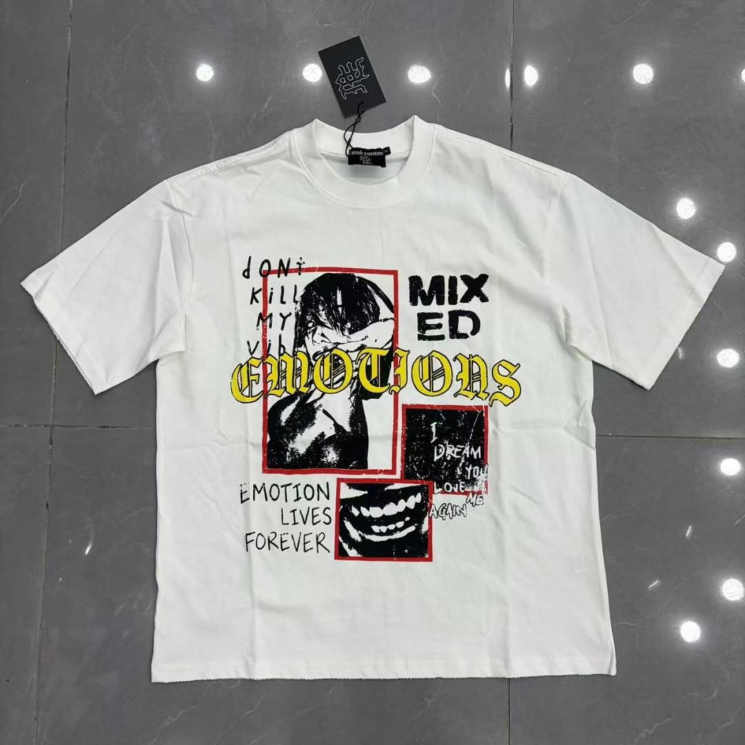 Mixed Emotion Embroidered Graphic T-Shirt