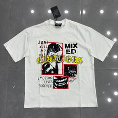 Mixed Emotion Embroidered Graphic T-Shirt