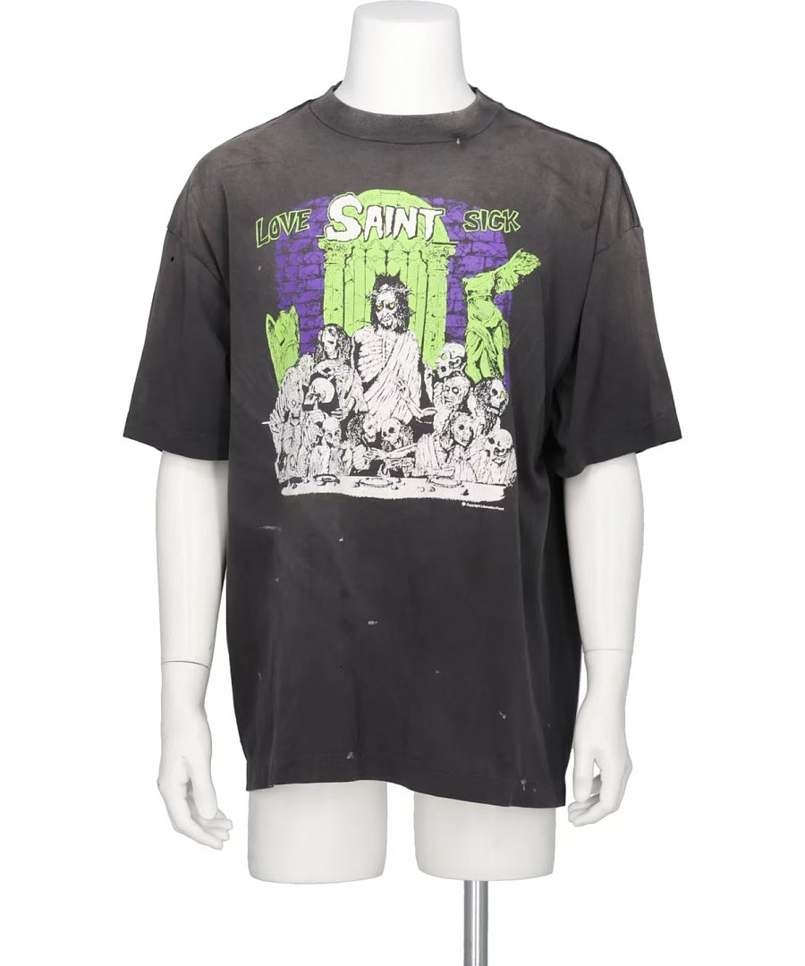 Saint Michael Graphic Art Vintage Washed Crewneck T-Shirt