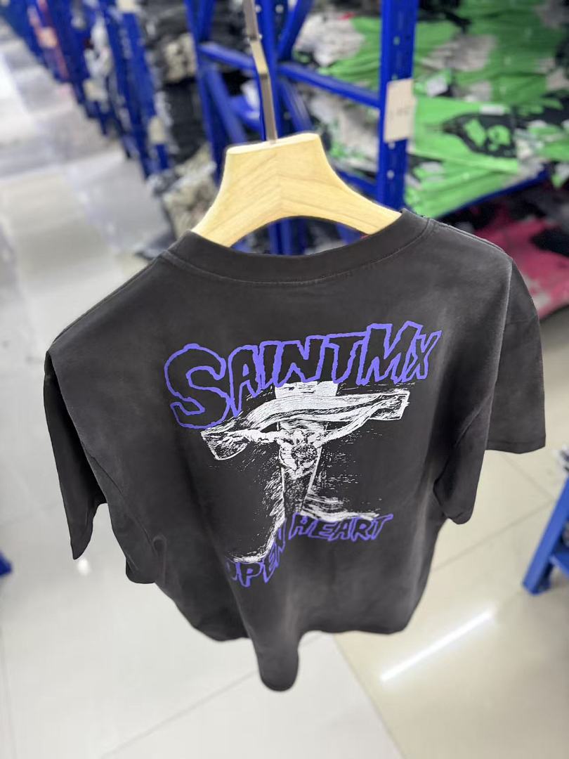 Saint Michael Graphic Art Vintage Washed Crewneck T-Shirt