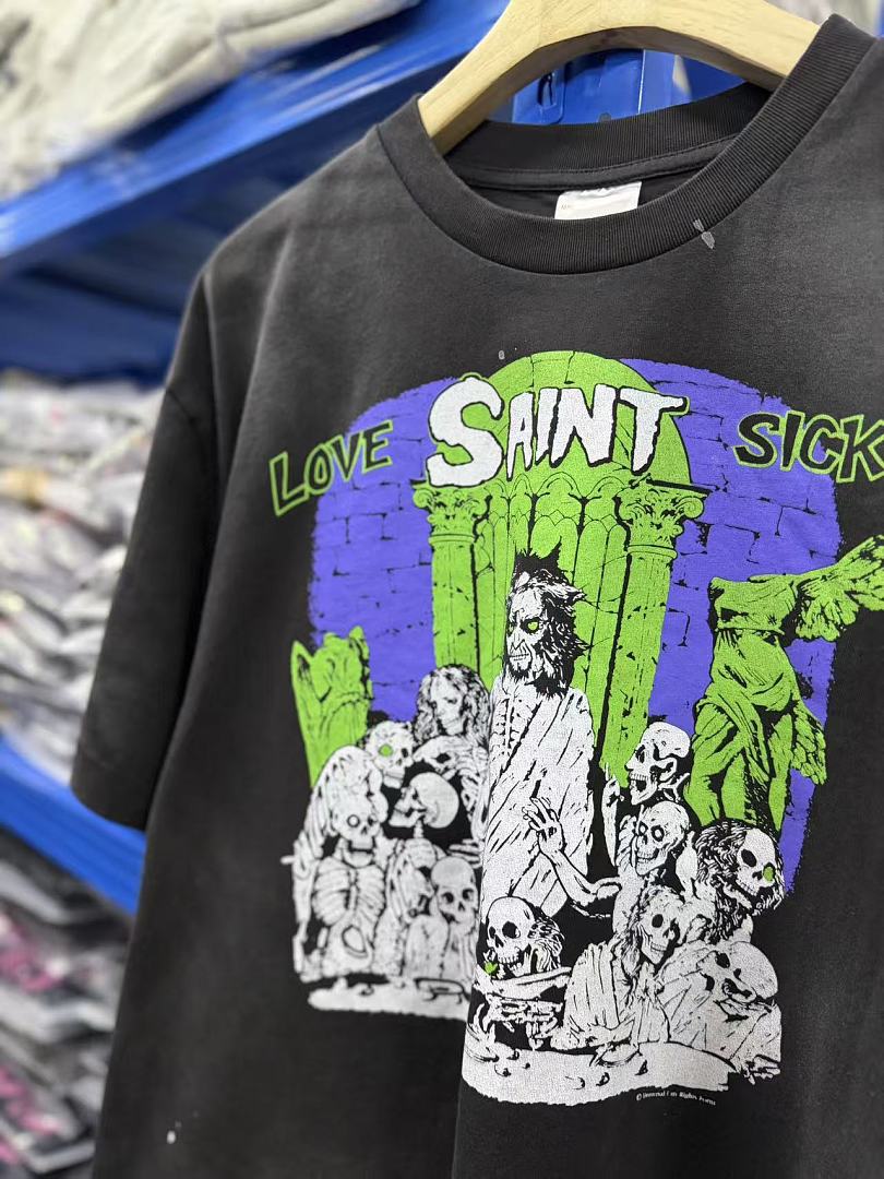 Saint Michael Graphic Art Vintage Washed Crewneck T-Shirt