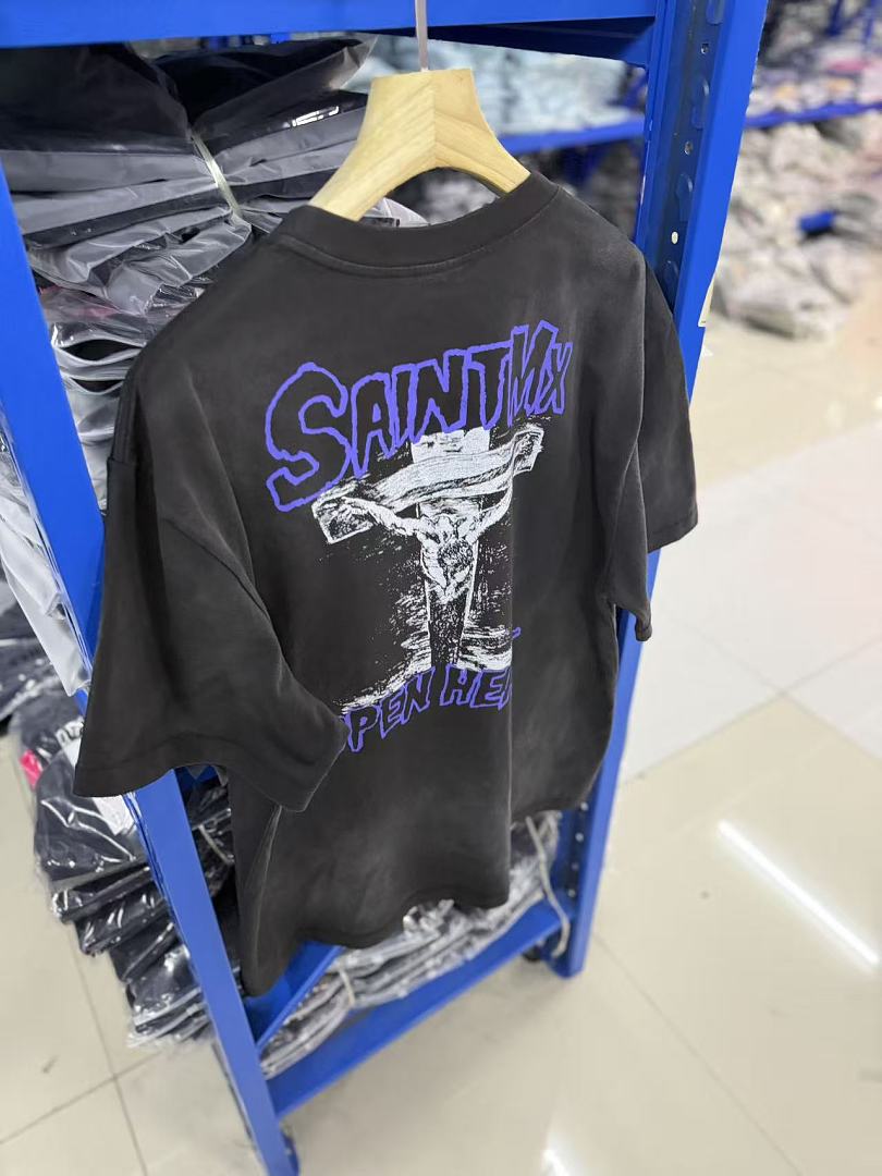 Saint Michael Graphic Art Vintage Washed Crewneck T-Shirt