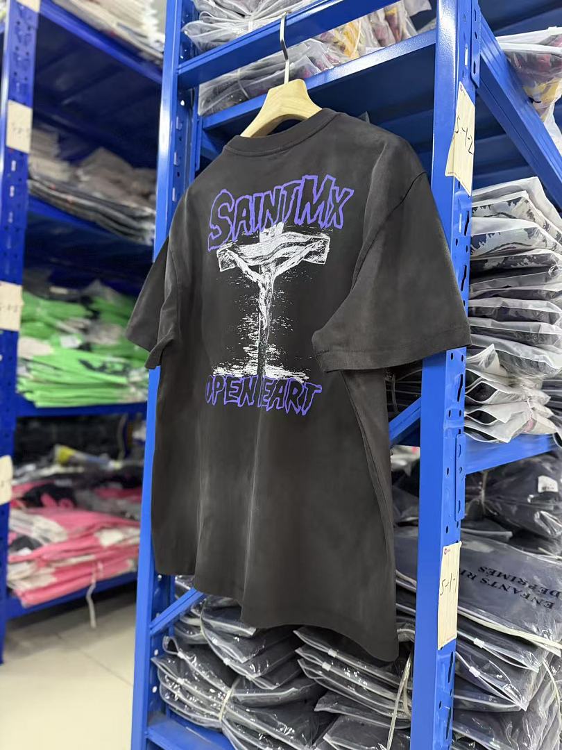 Saint Michael Graphic Art Vintage Washed Crewneck T-Shirt