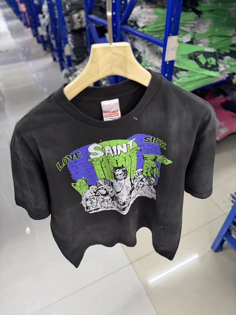 Saint Michael Graphic Art Vintage Washed Crewneck T-Shirt