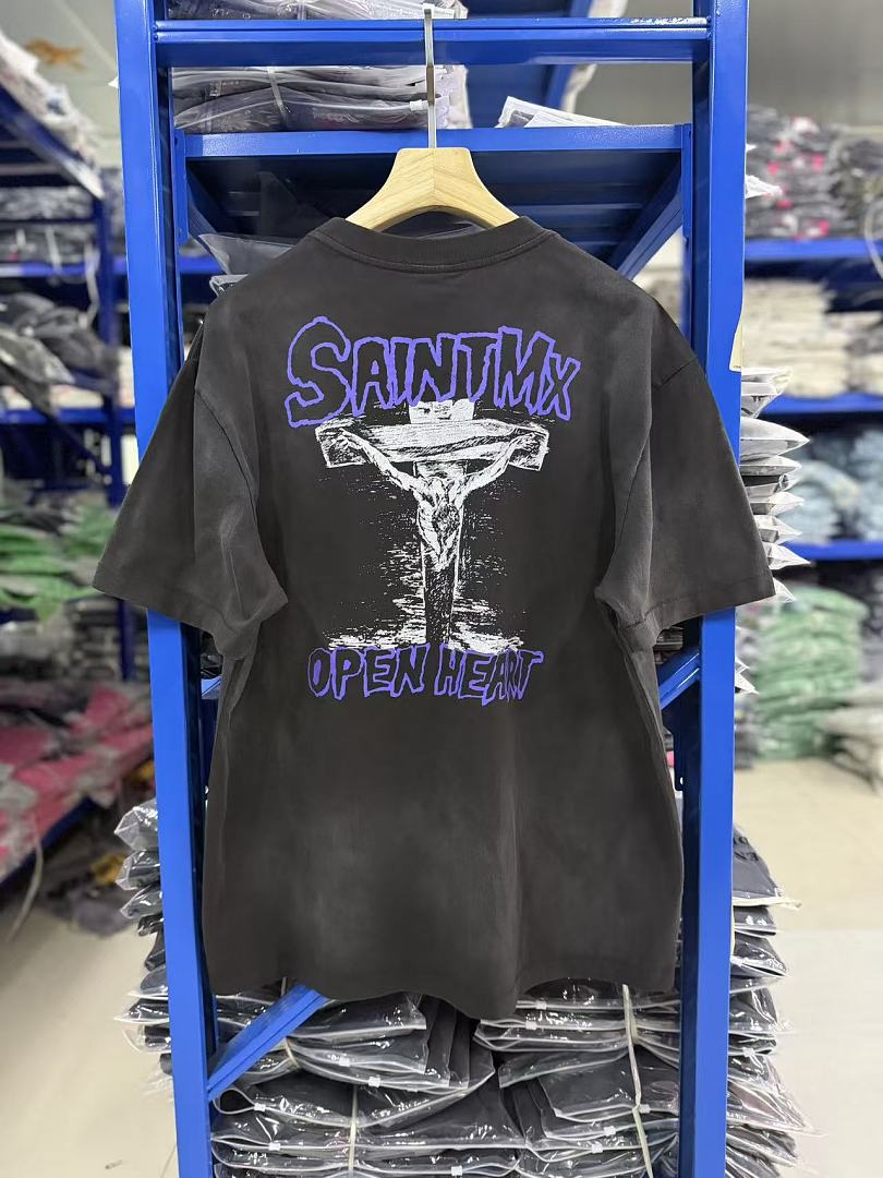 Saint Michael Graphic Art Vintage Washed Crewneck T-Shirt