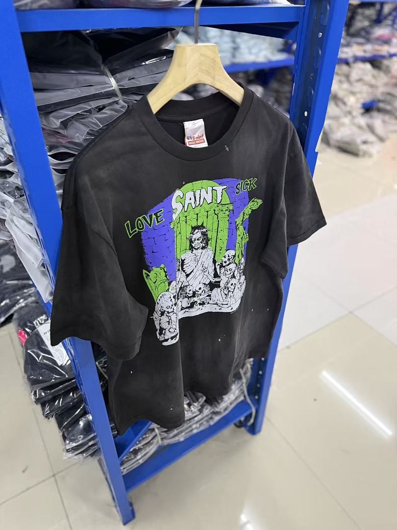 Saint Michael Graphic Art Vintage Washed Crewneck T-Shirt