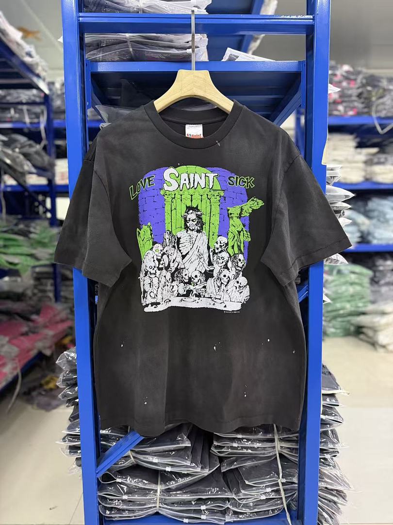 Saint Michael Graphic Art Vintage Washed Crewneck T-Shirt