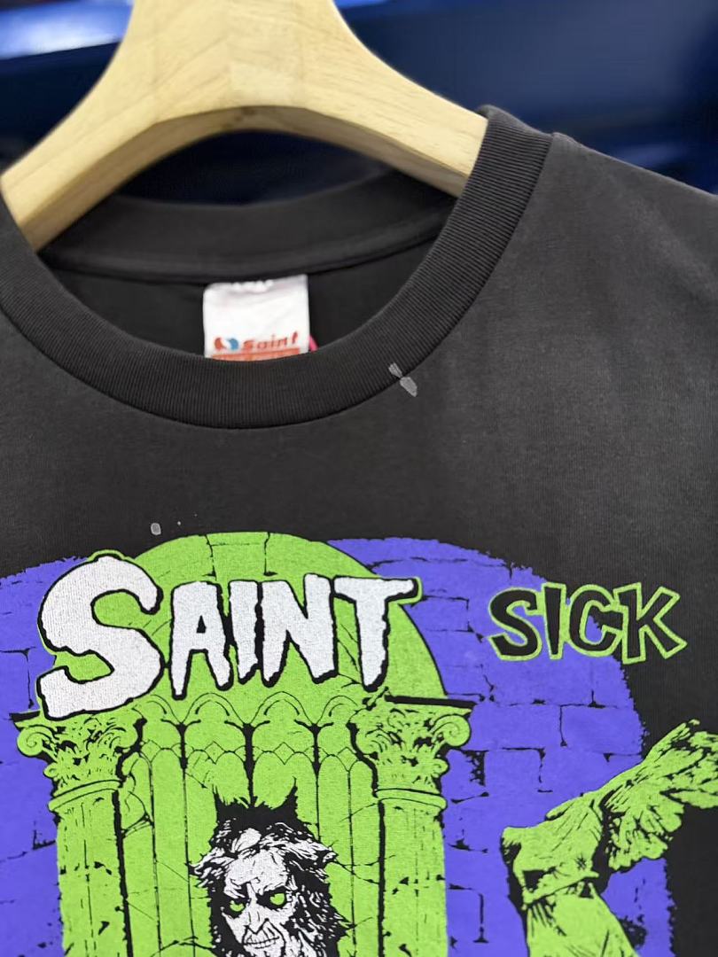 Saint Michael Graphic Art Vintage Washed Crewneck T-Shirt