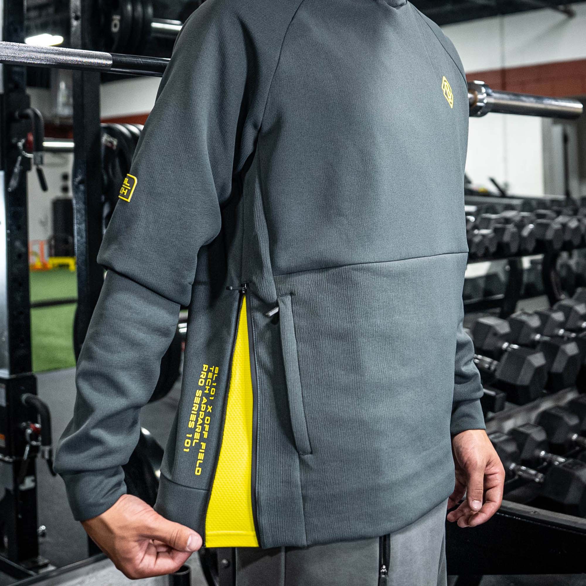 Diamond Tech Side Vented Youth Hoodie - Gray/Yellow