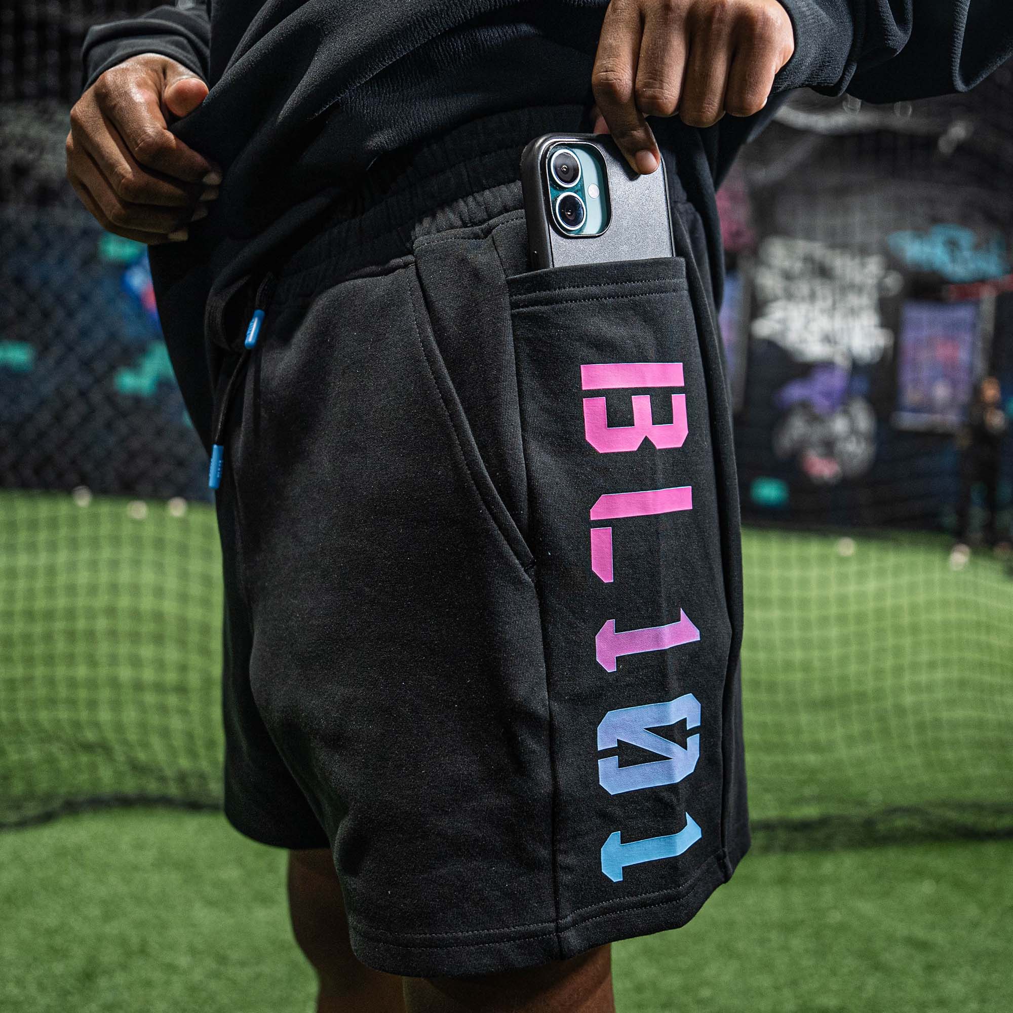 Diamond Relaxed Fit Youth Sweatshorts - Black/Cotton Candy