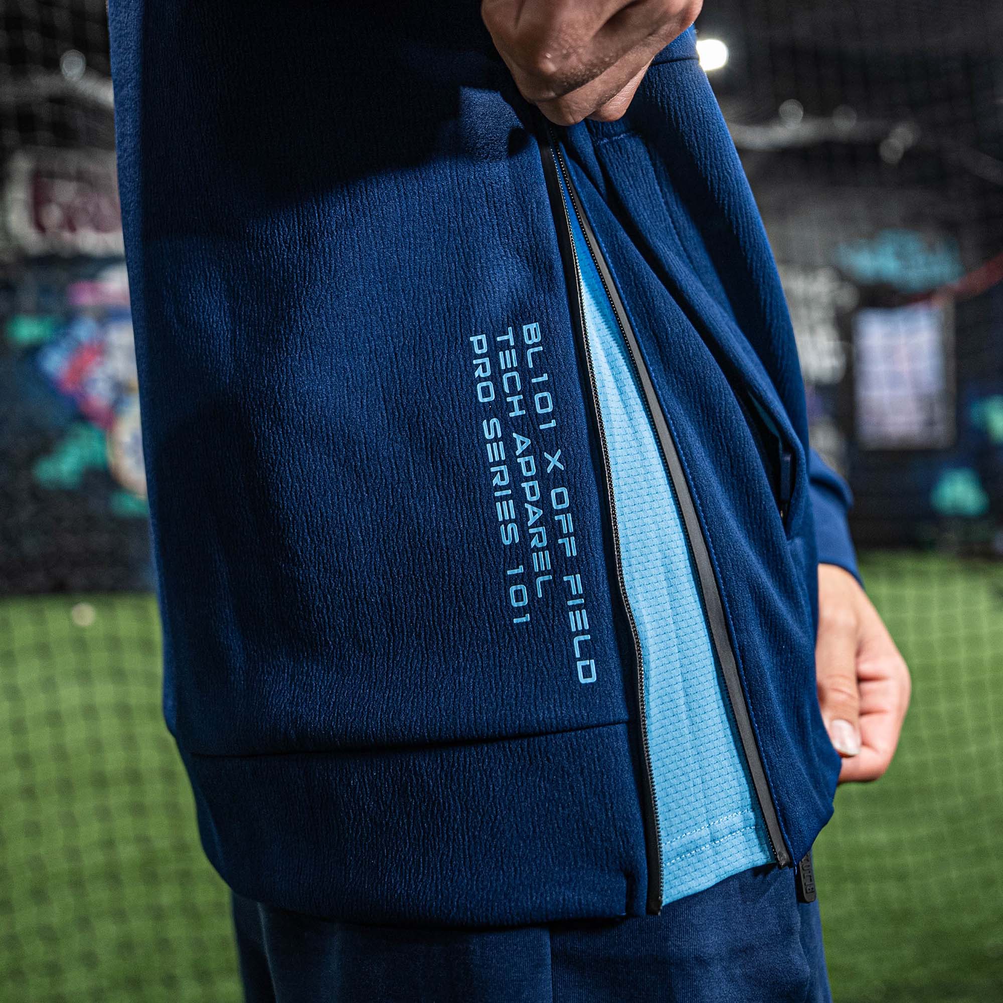 Diamond Tech Side Vented Youth Hoodie - Navy/Light Blue
