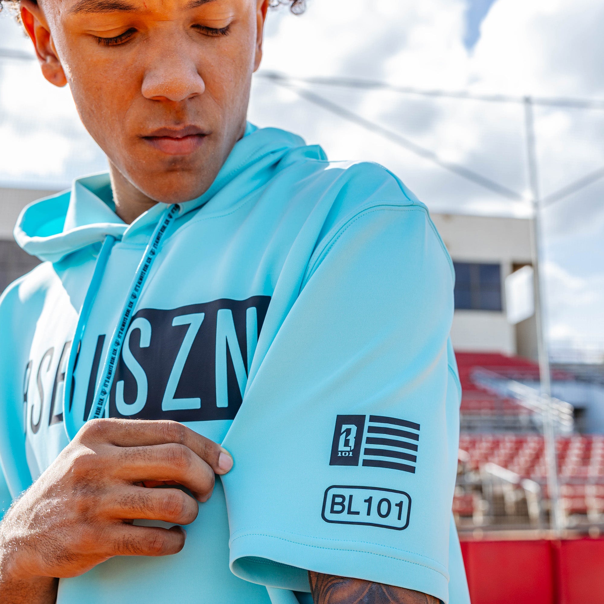 BSBL-SZN Youth Short Sleeve Hoodie V3 - Blue