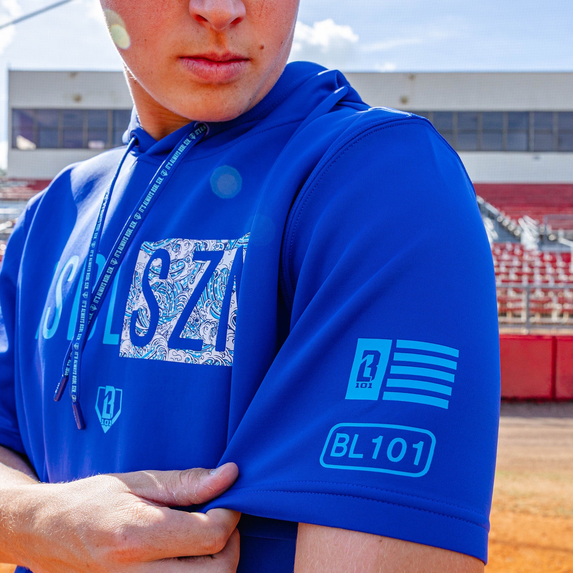 BSBL-SZN Youth Short Sleeve Hoodie V3 - Royal Blue/Oceans