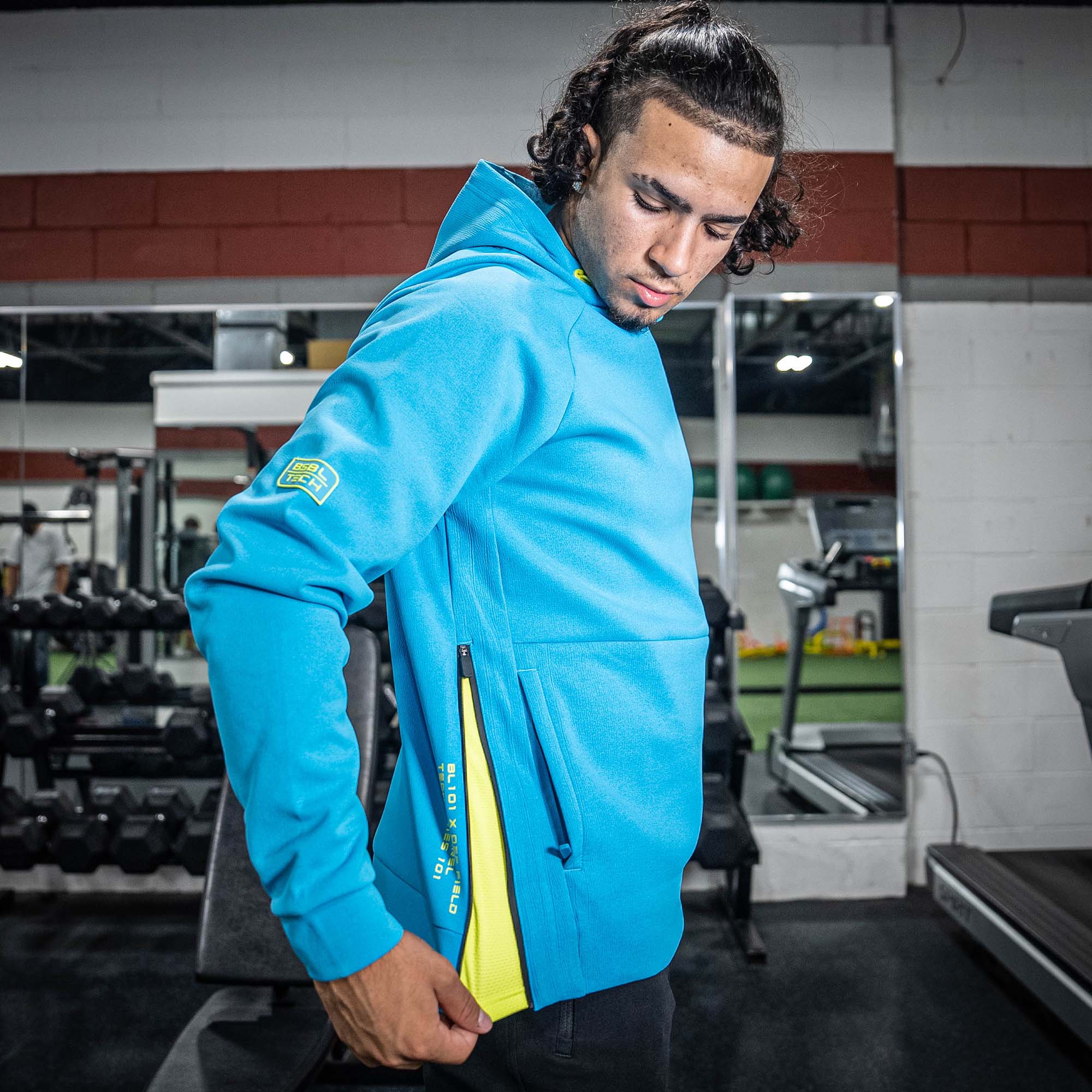 Diamond Tech Side Vented Youth Hoodie - Highlighter Blue