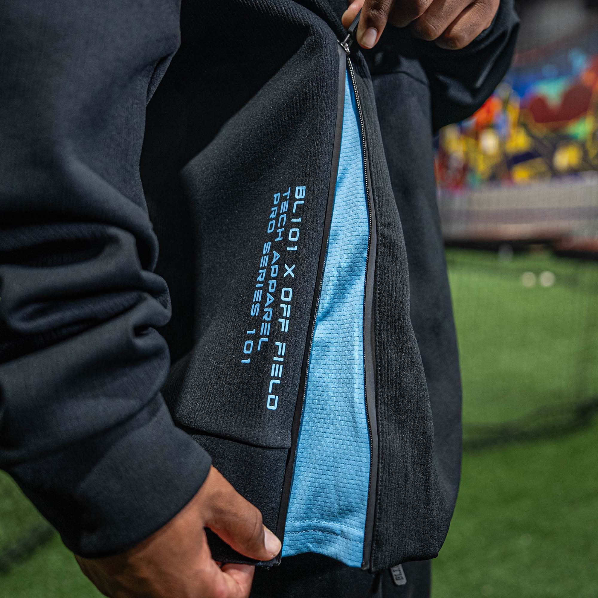 Diamond Tech Side Vented Youth Hoodie - Black/Light Blue