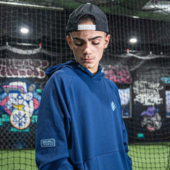 Diamond Tech Side Vented Youth Hoodie - Navy/Light Blue