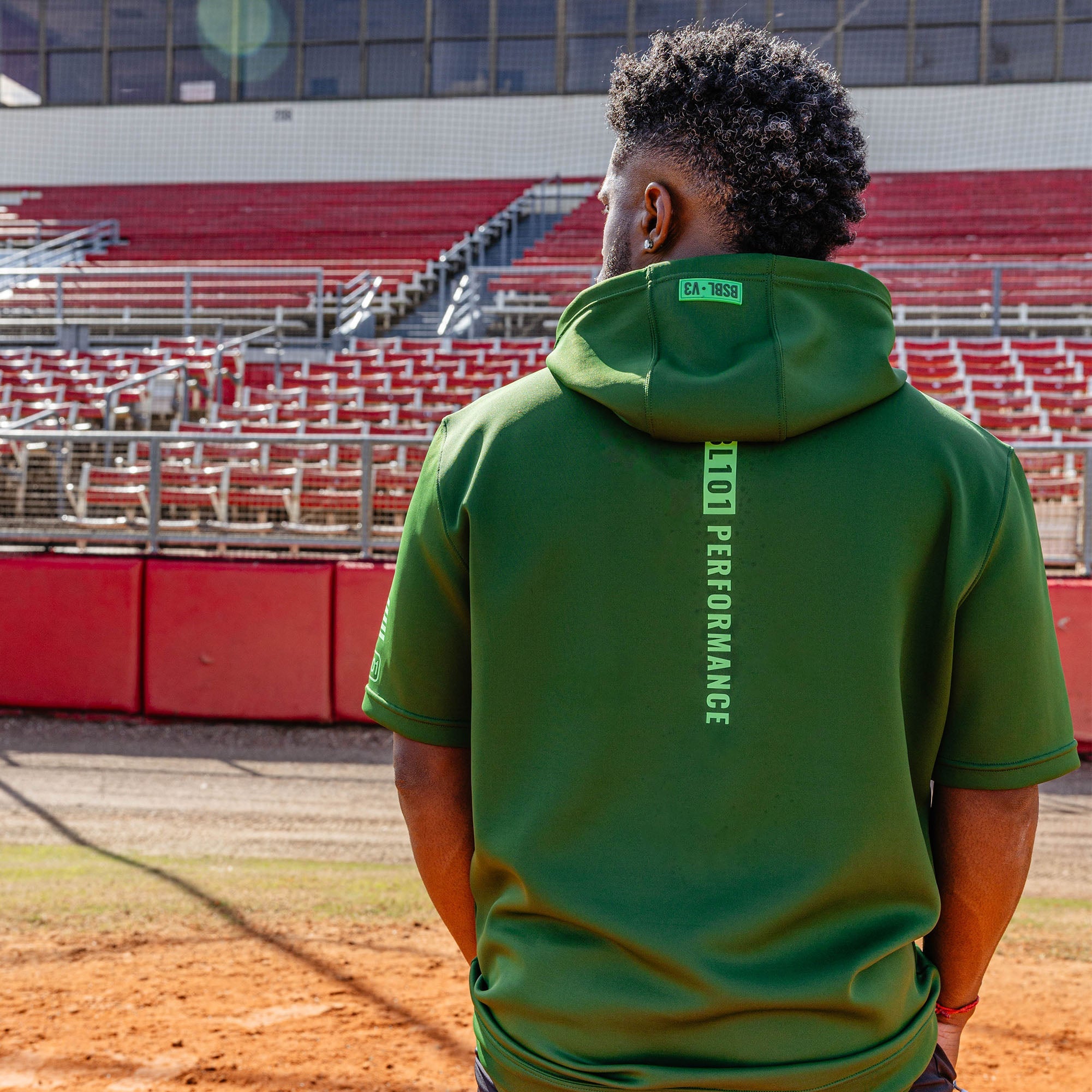 BSBL-SZN Youth Short Sleeve Hoodie V3 - Dark Green/Bag Chaser
