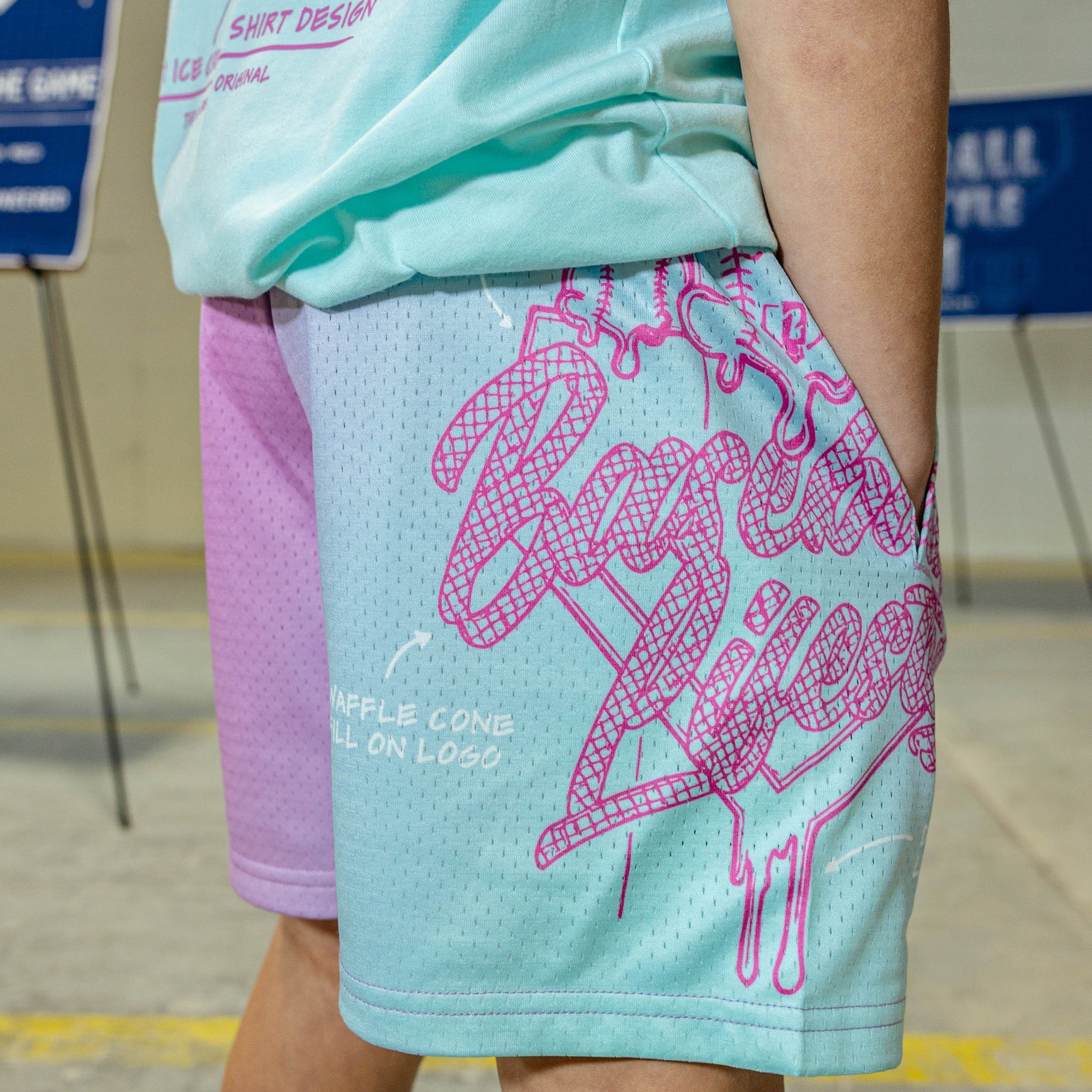 OG Ice Cream Design Shorts - Light Blue