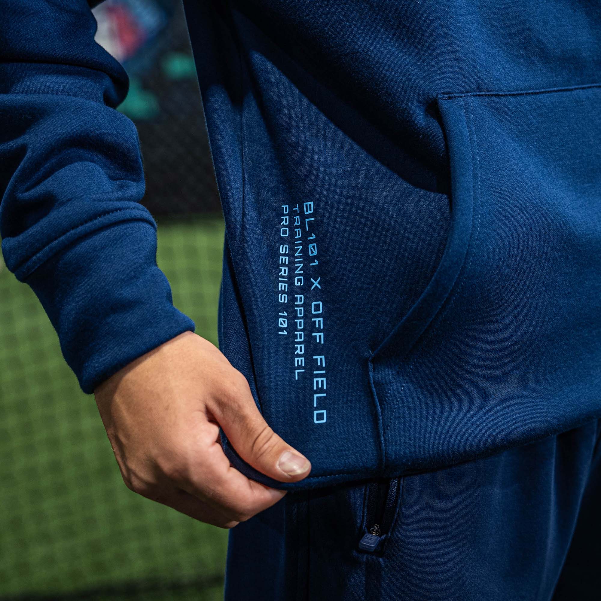 Off-Field Performance Youth Hoodie - Navy/Light Blue
