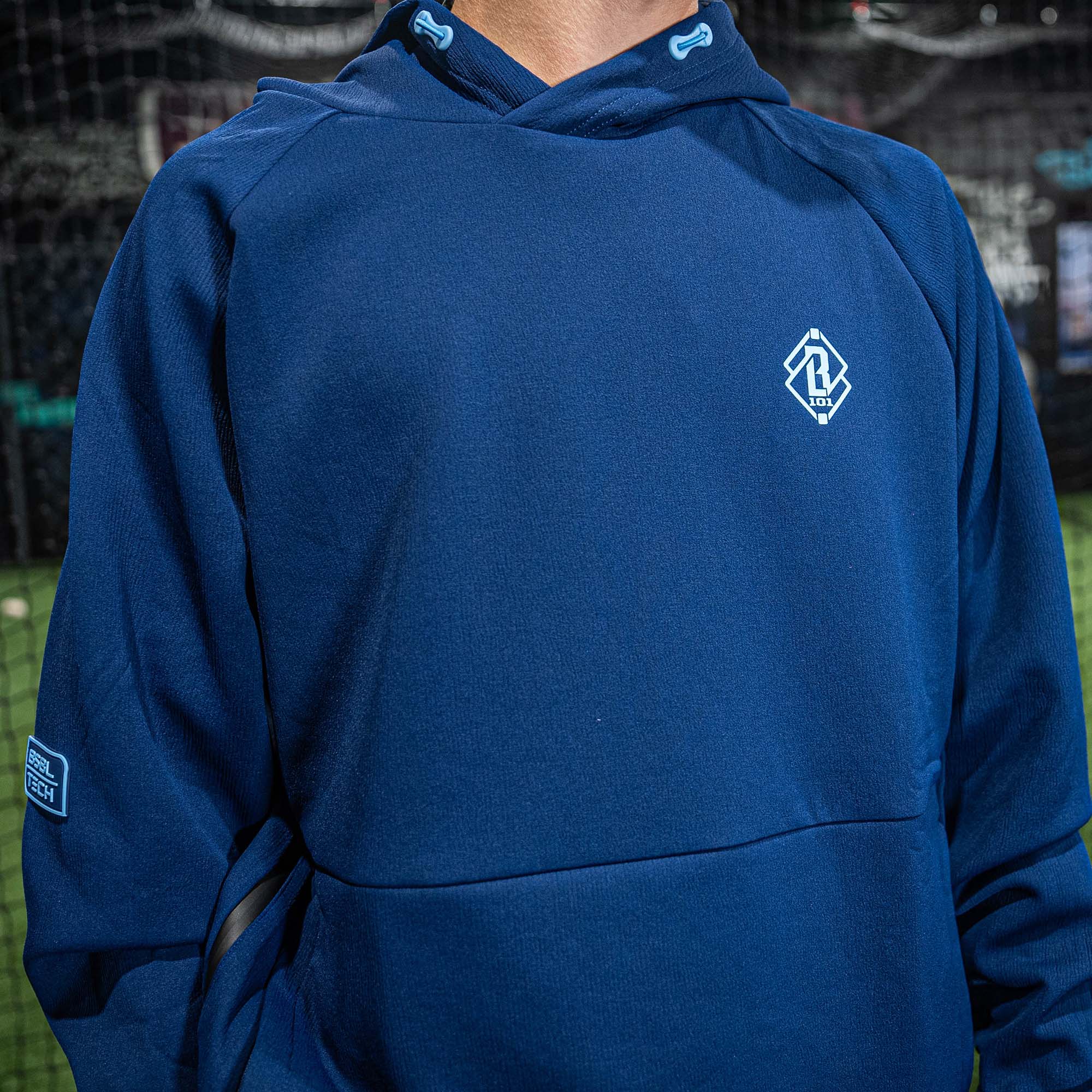 Diamond Tech Side Vented Hoodie - Navy/Light Blue