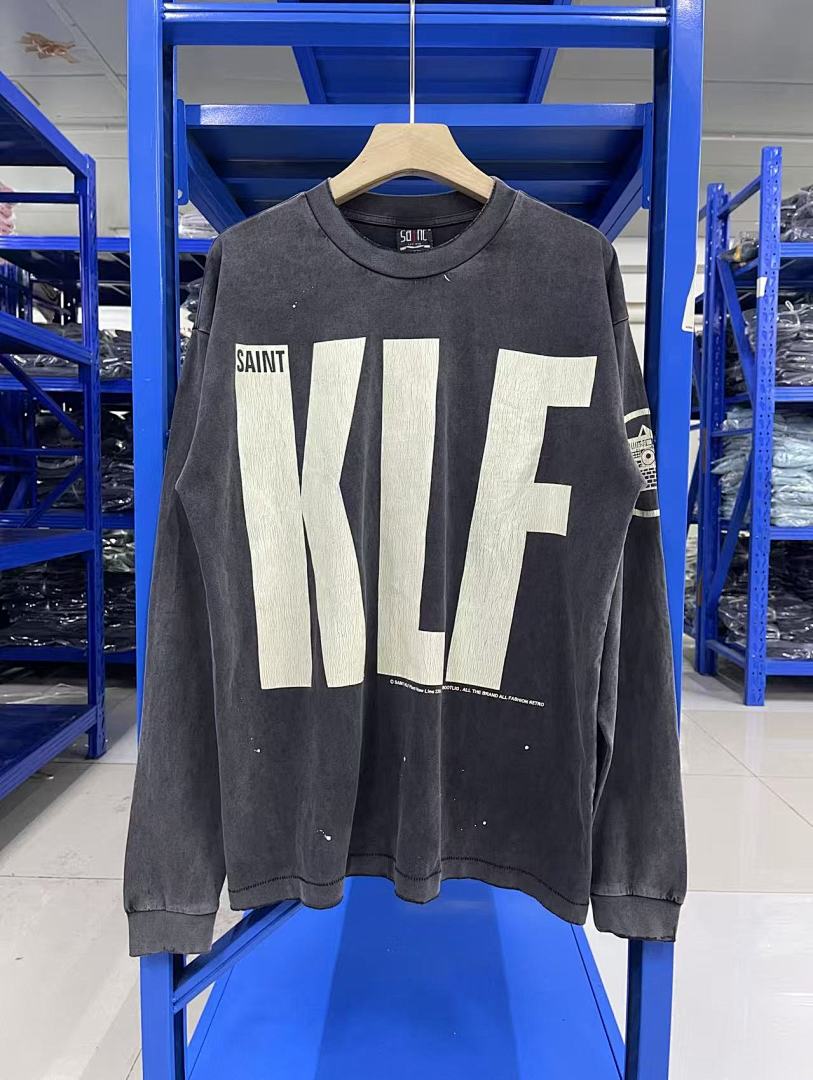 Saint Michael Distressed KLF Block Typography Sweatshirt