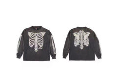 Saint Michael Skeleton Ribcage Graphic Long Sleeve Sweatshirt