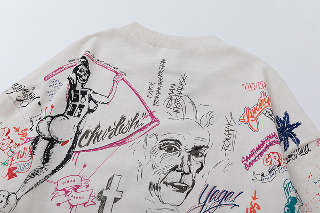 Saint Michael All-Over Doodle & Emblem Graphic Long Sleeve